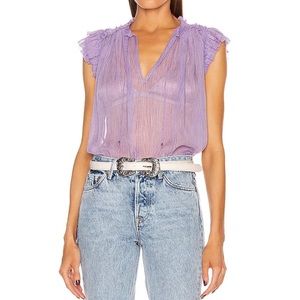 Ulla Johnson Clea Sheer Flutter Sleeve Blouse Lavendar